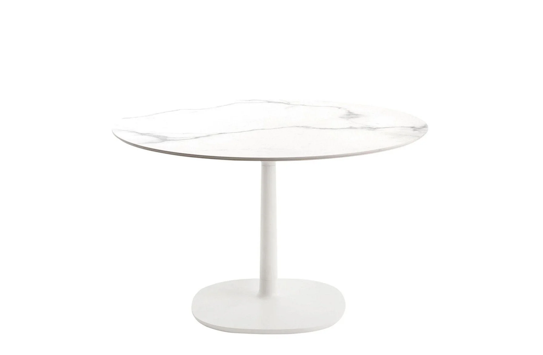 Multiplo Outdoor Medium Round Table - Square Base - Stoneware
