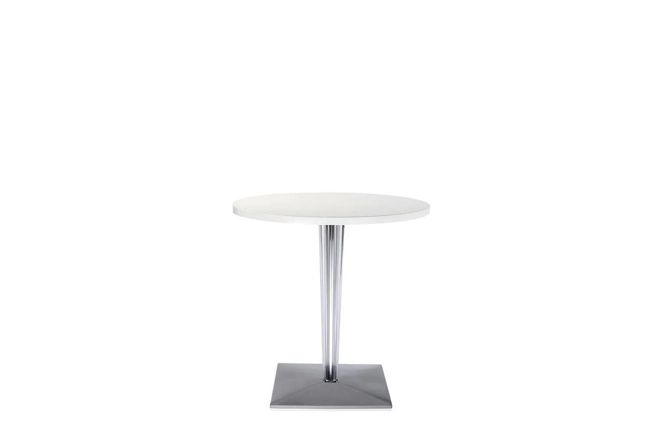 TopTop Large Round Table - Glossy Top - Square Leg