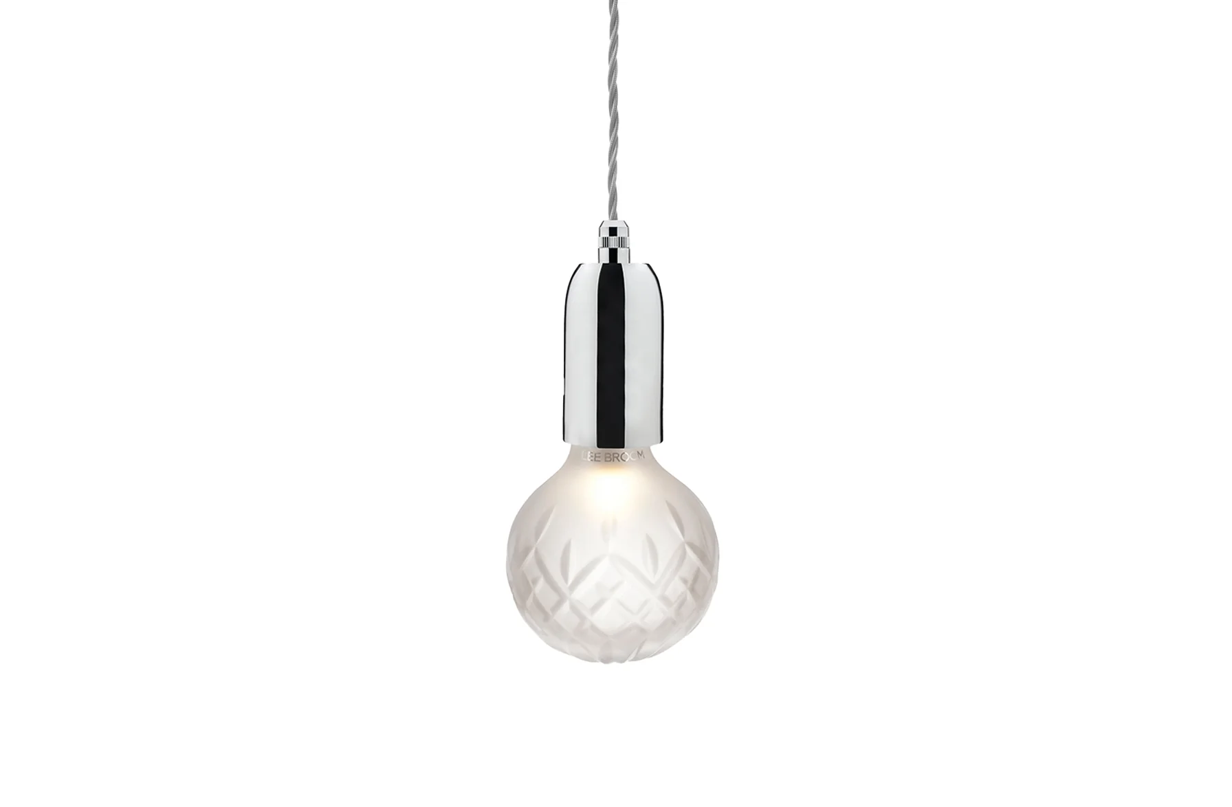 Frosted Crystal Bulb Pendant - Polished Chrome