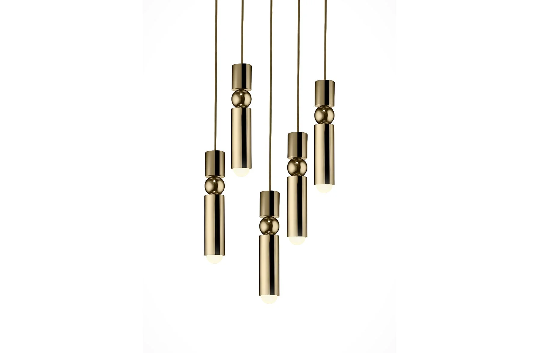 Fulcrum Chandelier 5 Piece - Polished Gold
