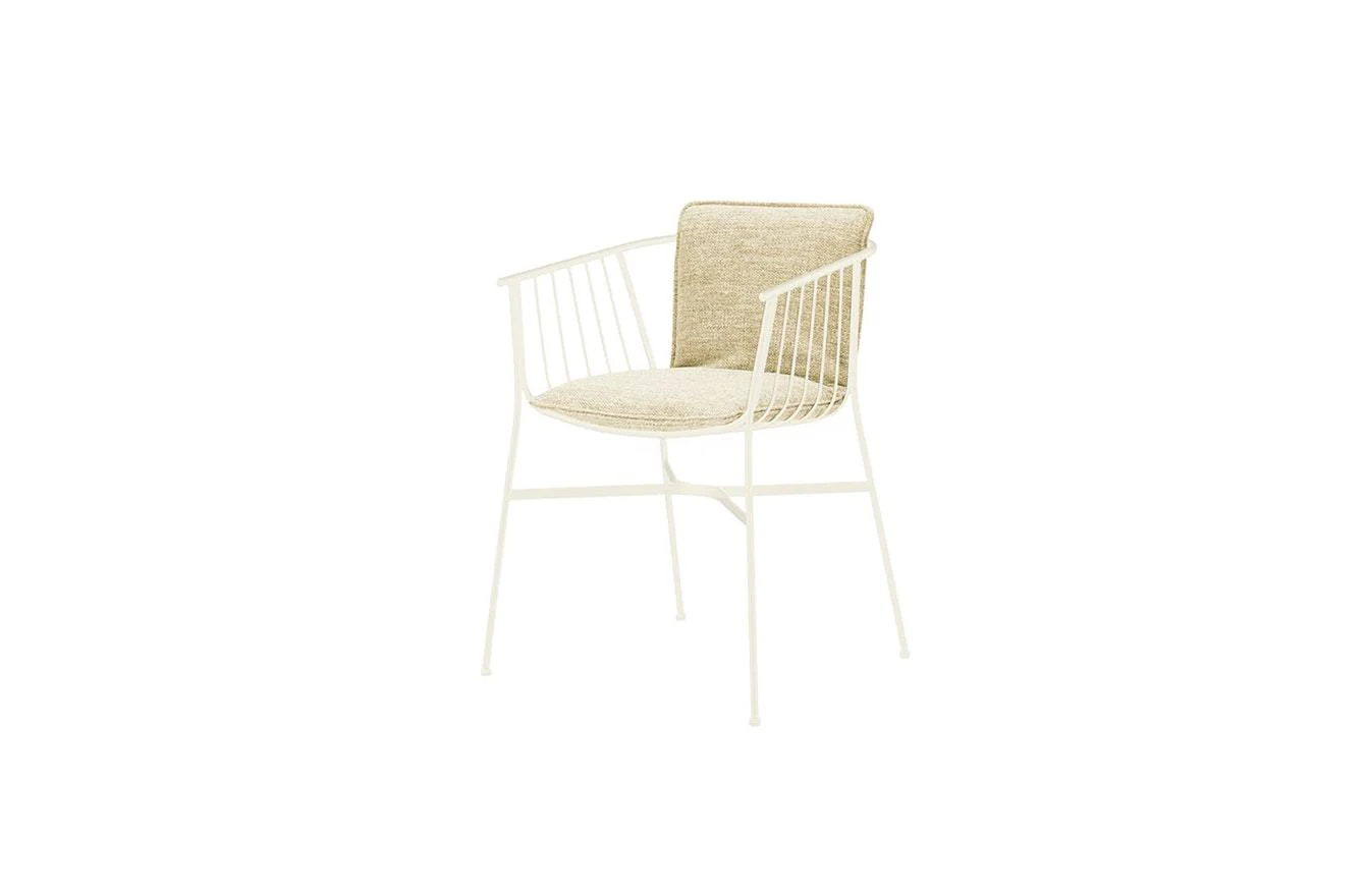 White Seat Cushion Fabric Chair
